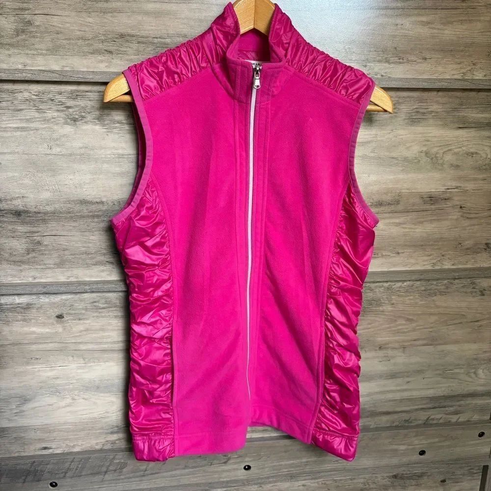 Cutter & Buck M Fuchsia Magenta Zip-Up Vest Girly Feminine Mountain Chic Preppy